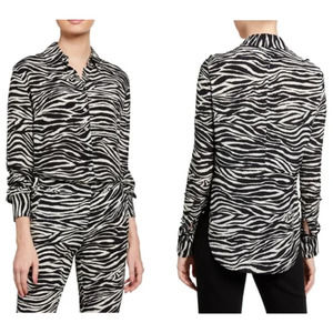 Derek Lam 10 Crosby Kosma Shirt Zebra Print White Black 10